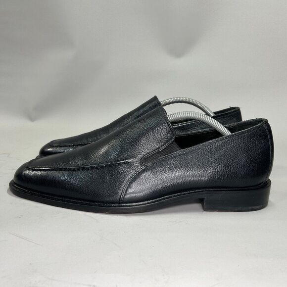 Cole Haan Loafers Men\'s Size 9.5 Black Leather Apron‎ Toe Slip On Dress Shoes